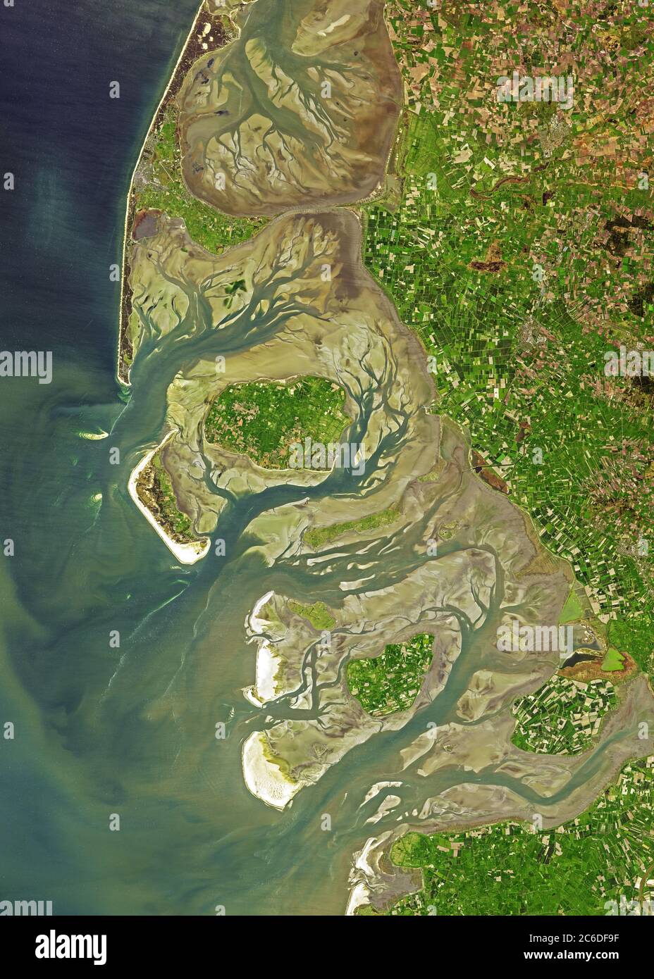 Satellitenbild der Wattenmeerküste, Deutschland Stockfoto