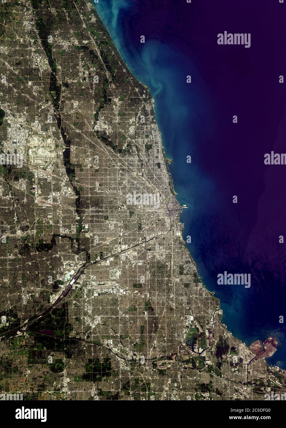 Satellitenbild von Chicago, USA Stockfoto