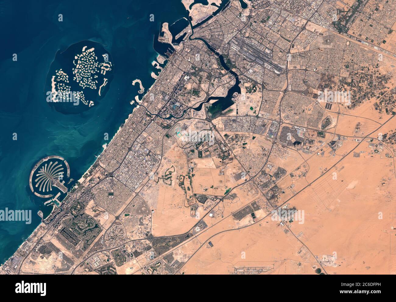 Satellitenbild von Dubai Stockfoto
