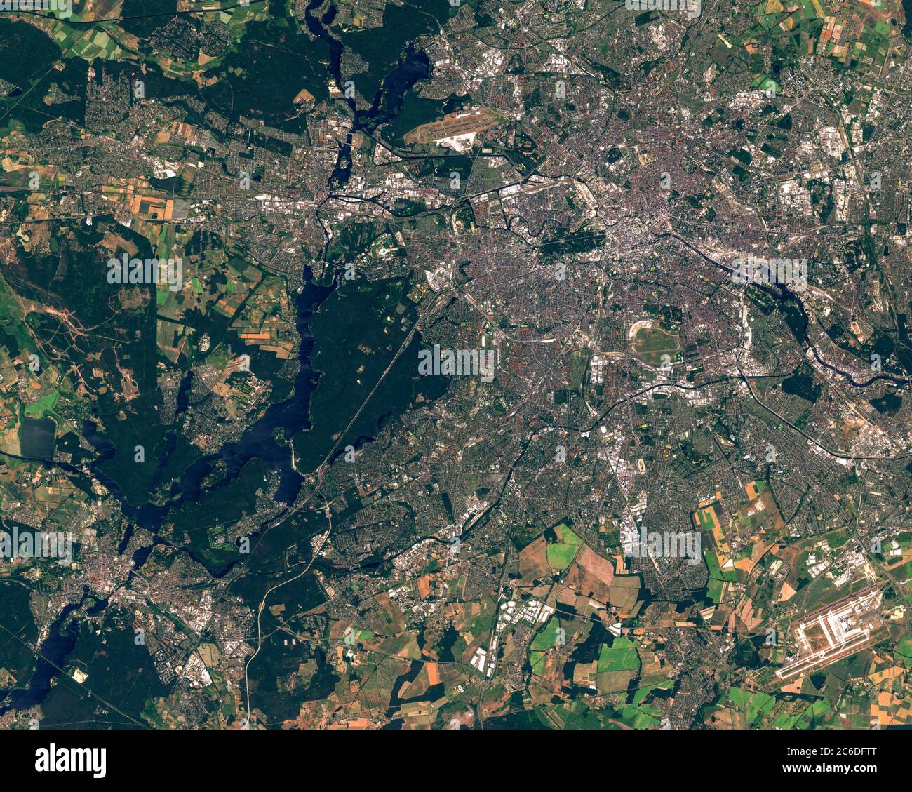 Satellitenbild von Berlin und Potsdam Stockfoto
