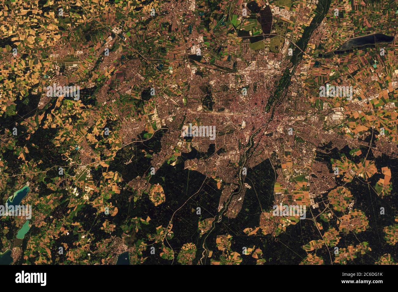 Satellitenbild von München, Deutschland Stockfoto
