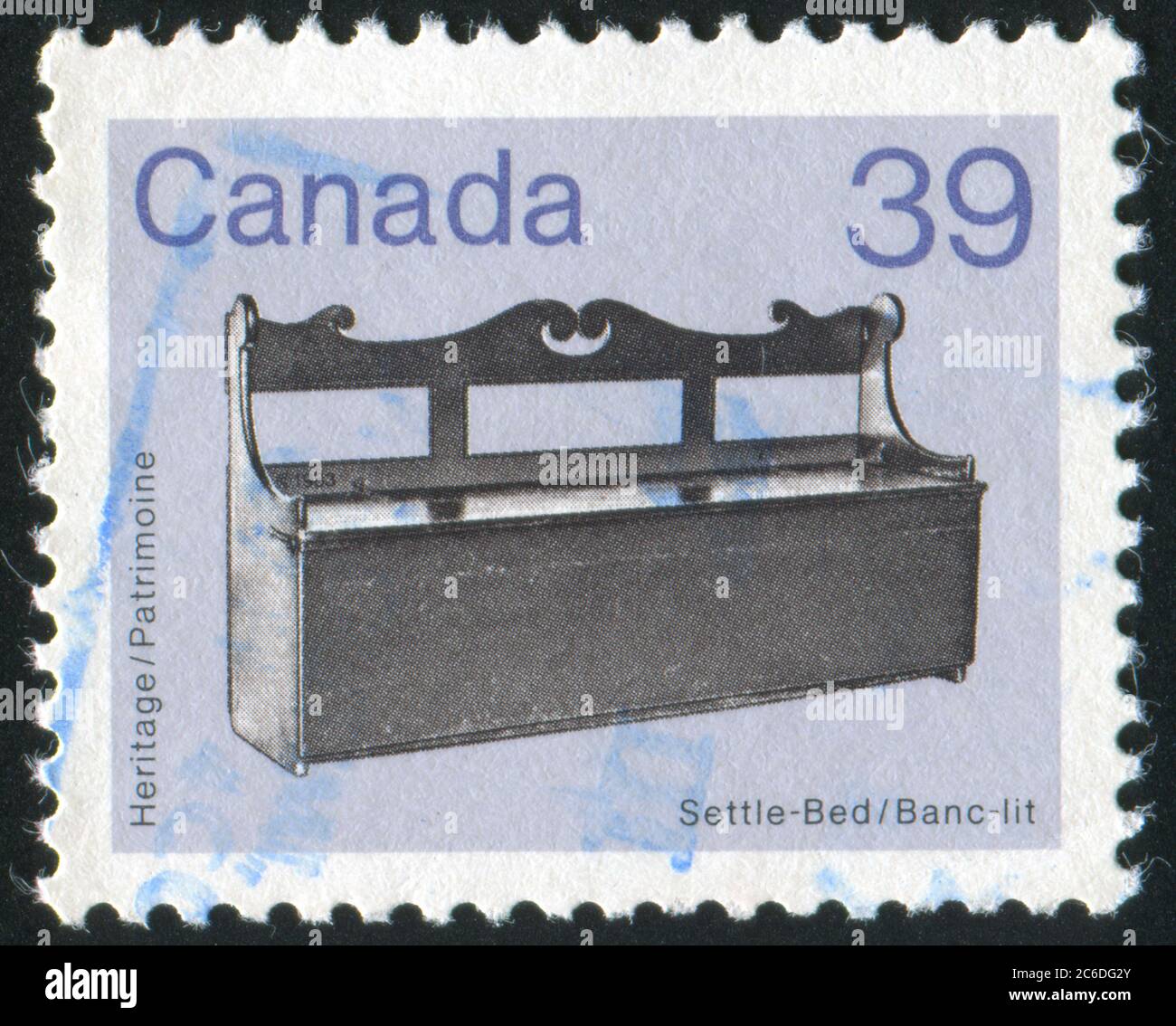 Kanada - ca. 1985: Briefmarke gedruckt von Kanada, zeigt Settle-Bett, ca. 1985 Stockfoto