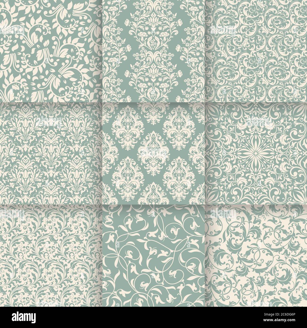 Antike nahtlose Hintergrund-Kollektion. Antike Retro abstrakte Muster Set Sammlung kann für Tapete, Web-Seite Hintergrund, Oberflächen-Texturen verwendet werden Stock Vektor