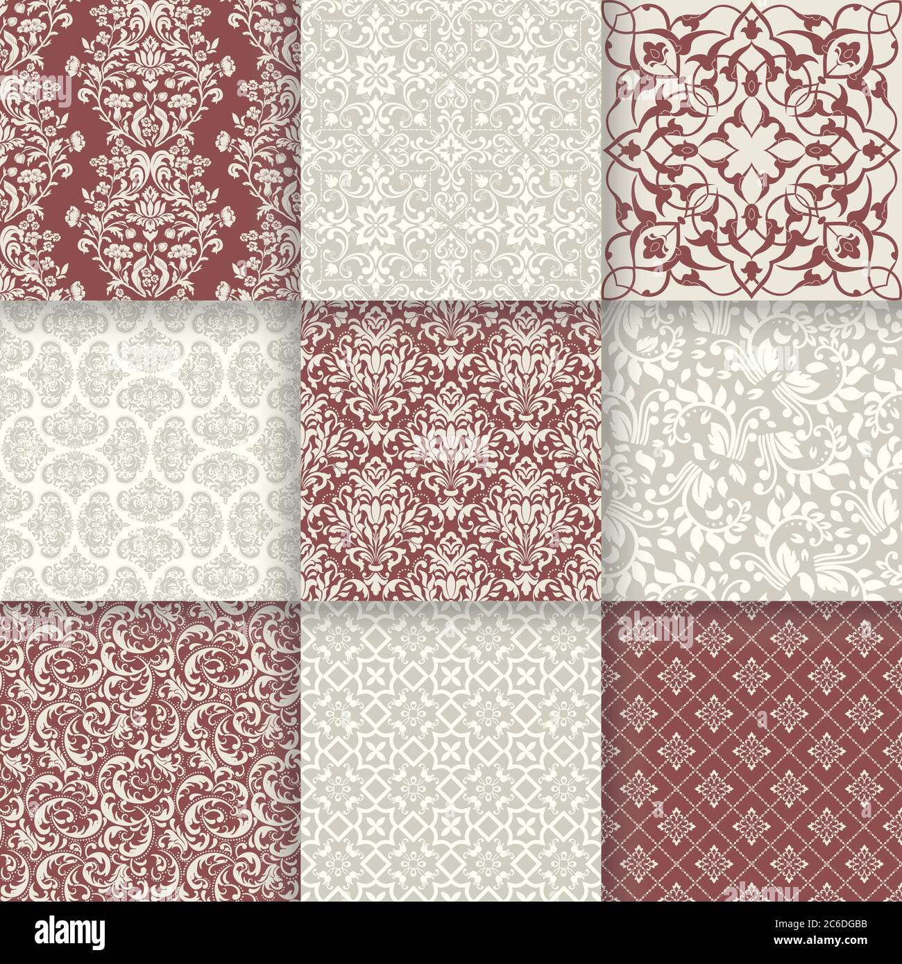 Antike nahtlose Hintergrund-Kollektion. Antike Retro abstrakte Muster Set Sammlung kann für Tapete, Web-Seite Hintergrund, Oberflächen-Texturen verwendet werden Stock Vektor
