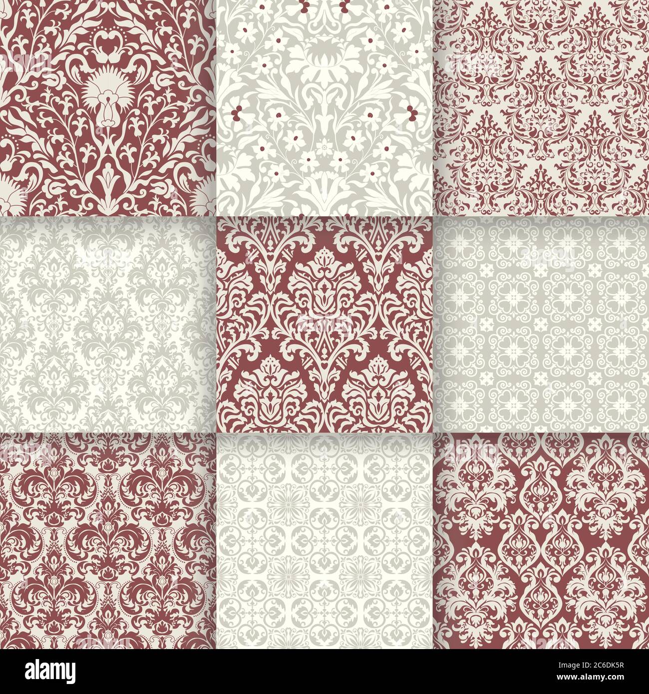 Antike nahtlose Hintergrund-Kollektion. Antike Retro abstrakte Muster Set Sammlung kann für Tapete, Web-Seite Hintergrund, Oberflächen-Texturen verwendet werden Stock Vektor