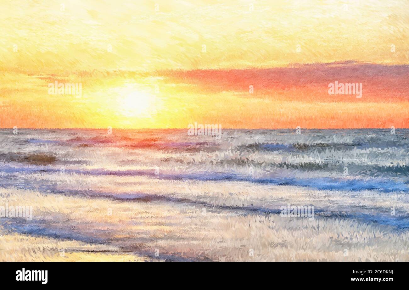Sea ​​sunset Malerei Impressionismus Stil Stockfoto