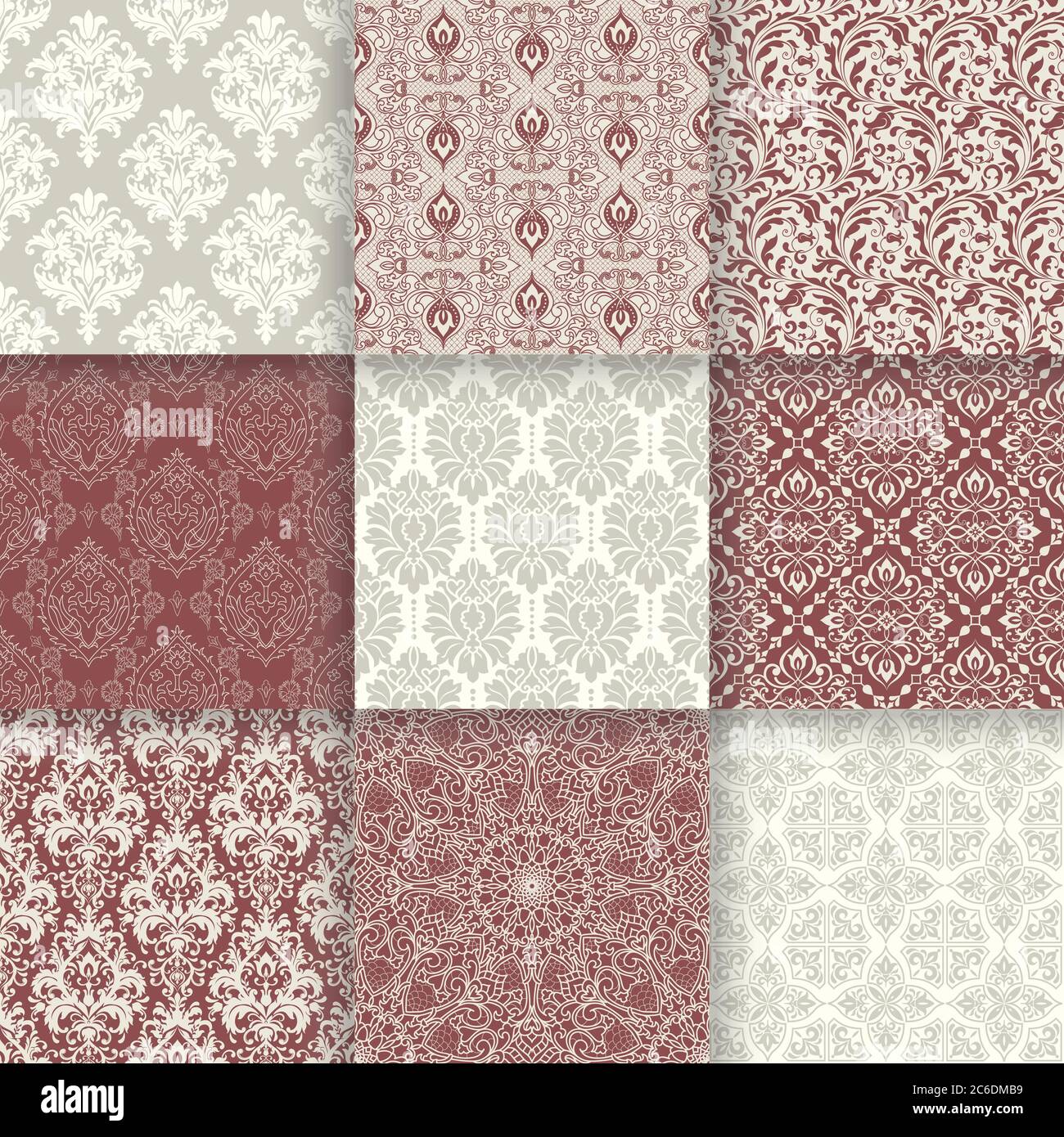 Antike nahtlose Hintergrund-Kollektion. Antike Retro abstrakte Muster Set Sammlung kann für Tapete, Web-Seite Hintergrund, Oberflächen-Texturen verwendet werden Stock Vektor