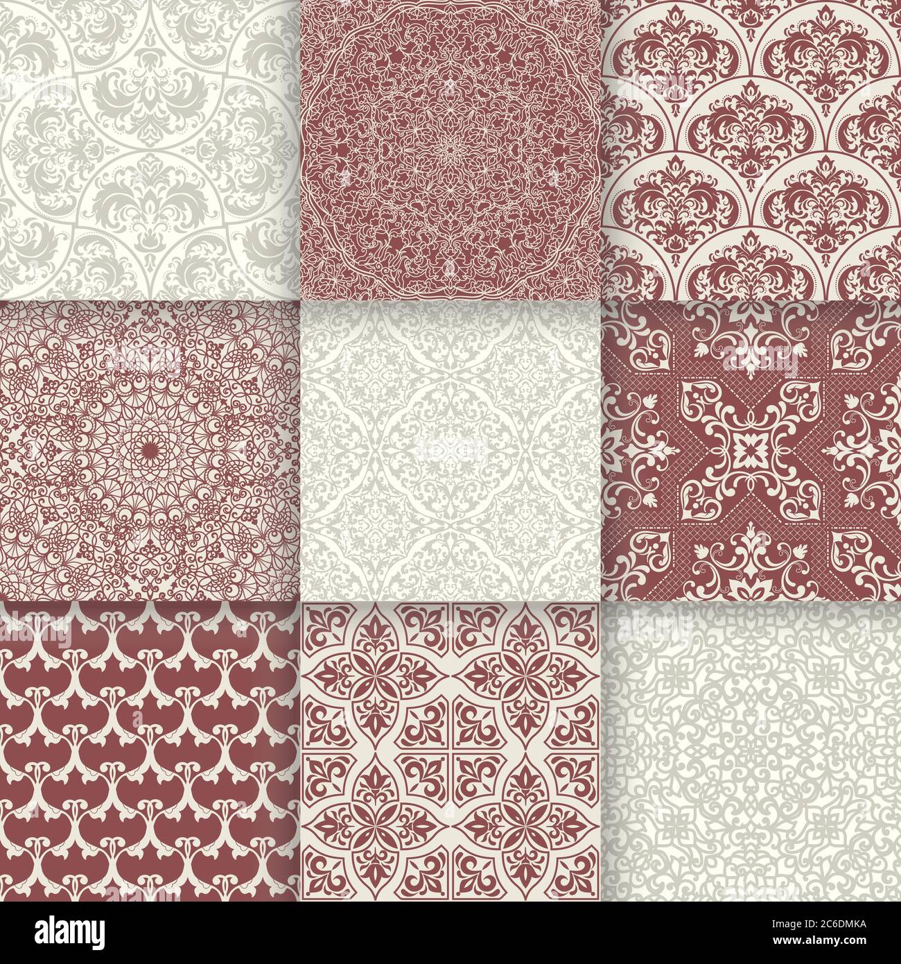 Antike nahtlose Hintergrund-Kollektion. Antike Retro abstrakte Muster Set Sammlung kann für Tapete, Web-Seite Hintergrund, Oberflächen-Texturen verwendet werden Stock Vektor