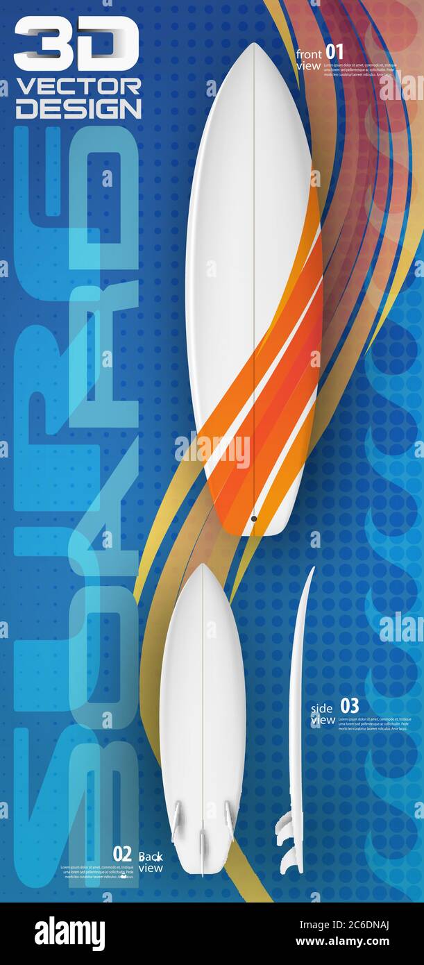 Surf Surfboard Flyer Design im Vektor-Format Stock Vektor