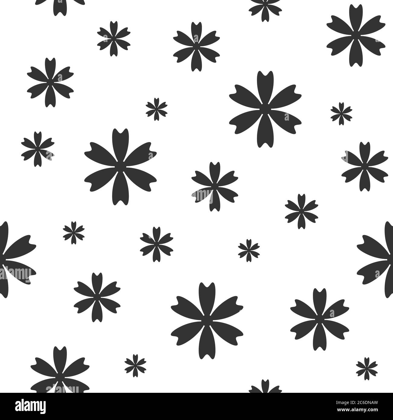 Nahtloses Muster mit Kornblume, blauer Haube, bluet schwarzen Blüten. Flache Blüten auf weißem Hintergrund. Vektor symmetrische Tapete. Natur Öko Ornament Stock Vektor