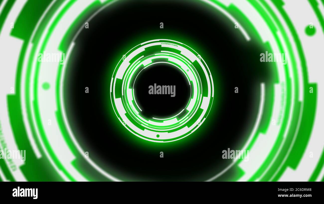 Abstrakter Hintergrund Techno Kreise Tunnel, Licht Neon Stockfoto