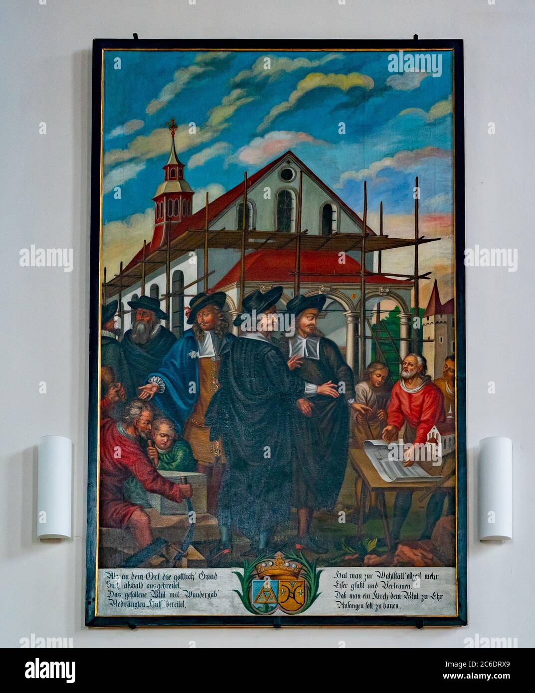 Willisau, LU / Schweiz - 3. Juli 2020: Historische Gemälde aus dem 17. Jahrhundert in der Heiligblut-Kapelle in Willisau in der Schweiz Stockfoto