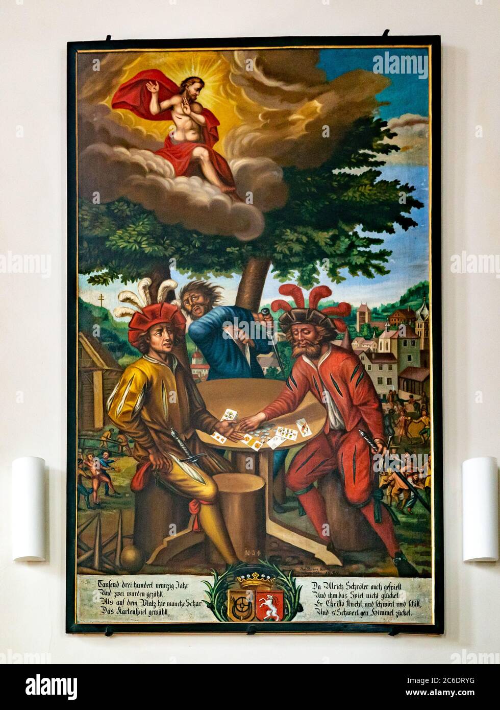 Willisau, LU / Schweiz - 3. Juli 2020: Historische Gemälde aus dem 17. Jahrhundert in der Heiligblut-Kapelle in Willisau in der Schweiz Stockfoto