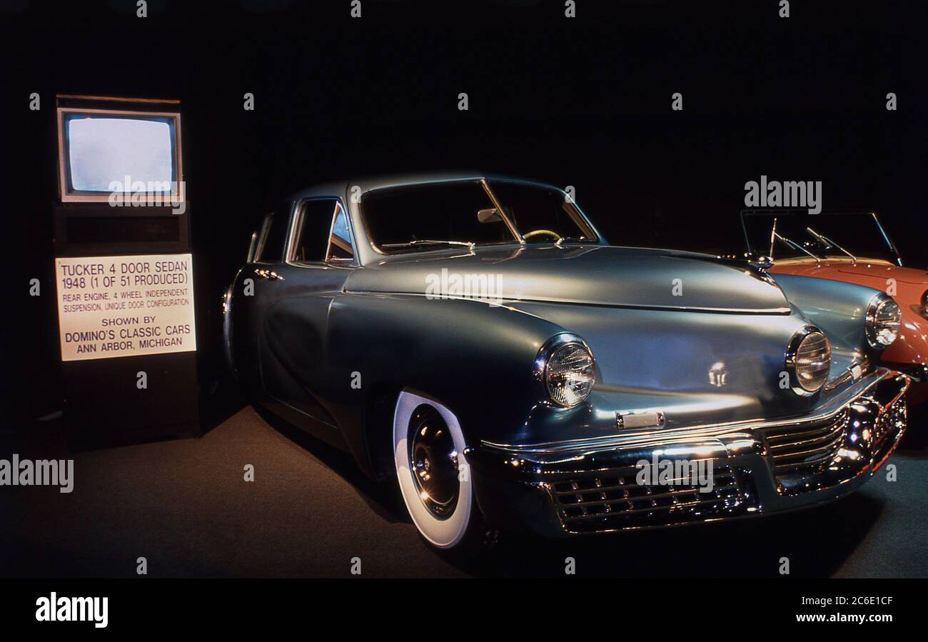 1948 Tucker 4-türige Limousine im Domino's Classic Car Museum in Ann Arbor Michigan 1988 Stockfoto