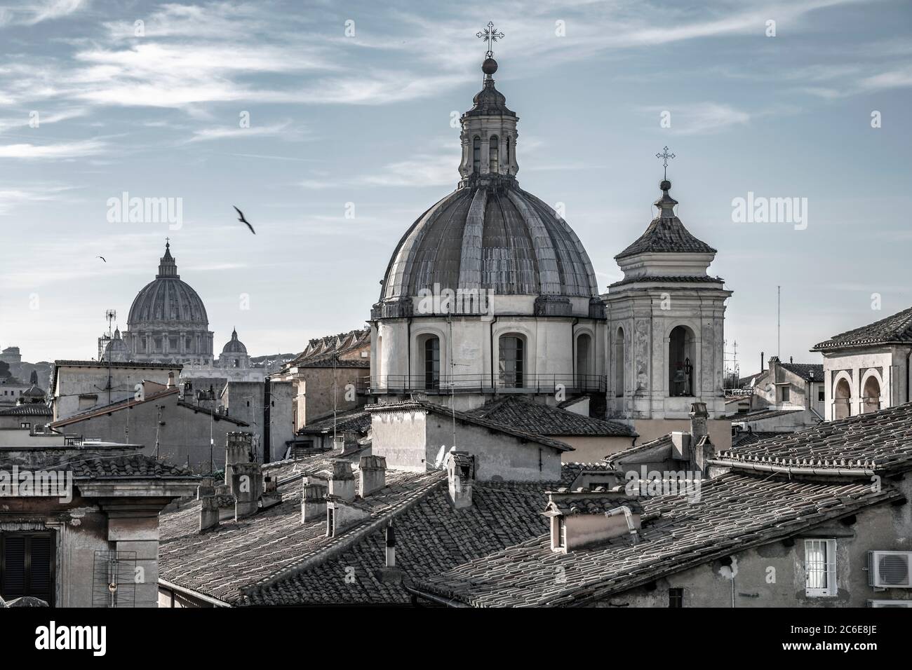 Italien, Latium, Rom, Ponte, Kirche San Salvatore in Lauro und Petersdom dahinter Stockfoto