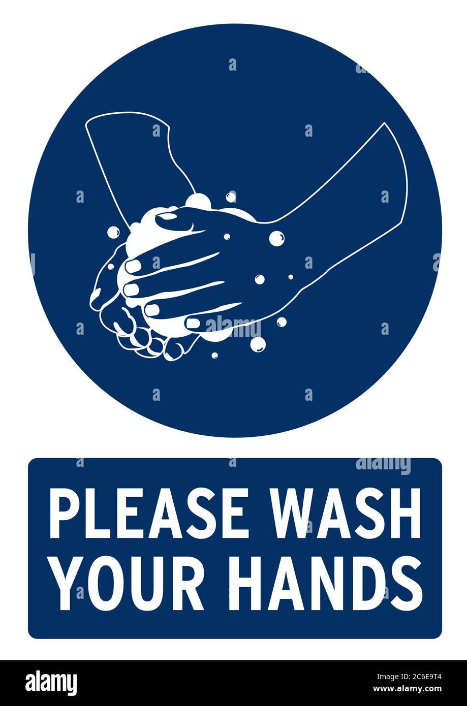 Bitte waschen Sie Ihre Hände Poster. Poster für covid19 in englischer Sprache. Stockfoto