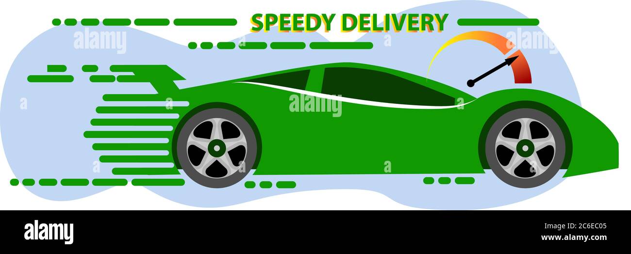 Schnelle Lieferung High-Speed-Auto. Symbol für Express-Lieferung, schnelle Bewegung. Konzept Symbol Tachometer. Vektorgrafik Stock Vektor