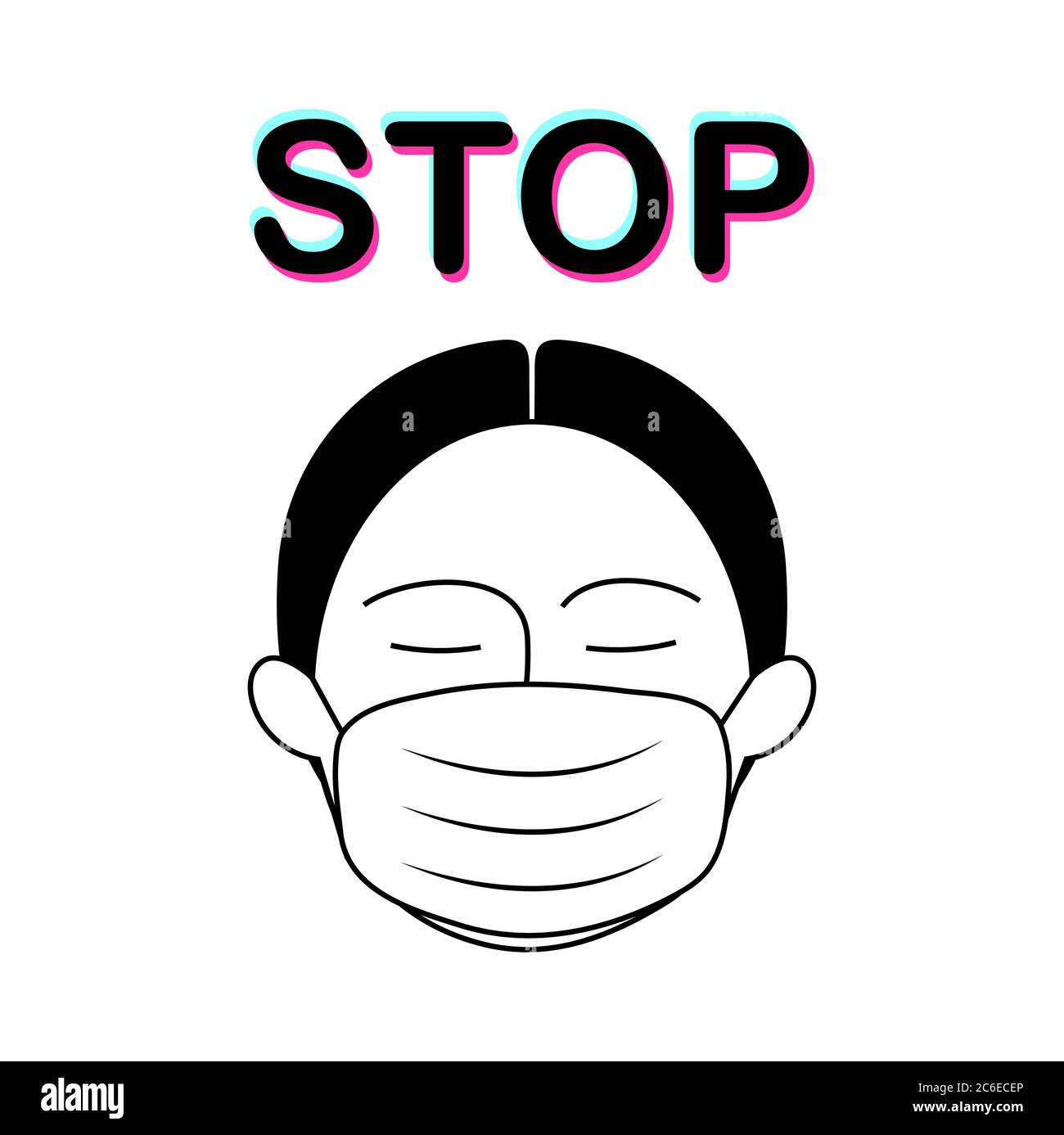 Stoppen und mit einer Maske eingeben. Keine Maske Kein Eintrag Richtlinienschild. Abbildung Des Maskierten Ladeneingangs. Sicherheitsmaßnahmen. (Covid-19 oder Coronavirus) Stock Vektor