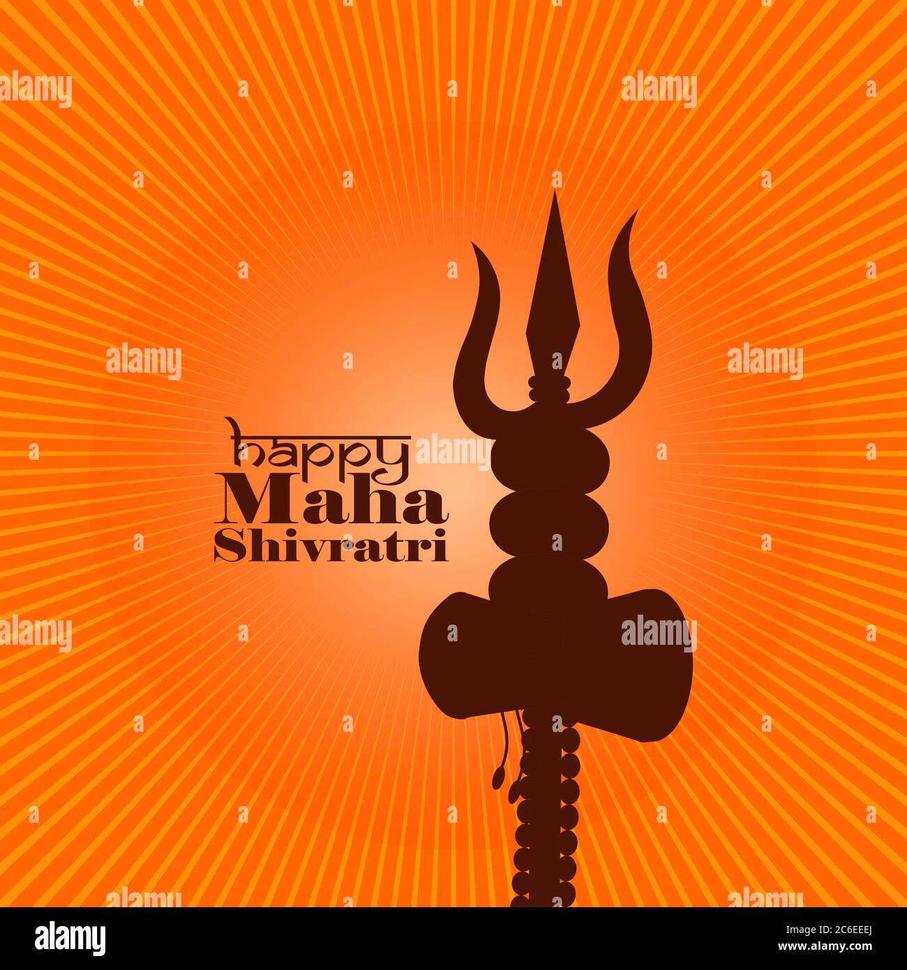 Vektor-Illustration der Grußkarte für maha Shivratri, Grußkarte für Hindu-Festival Maha Shivratri. Grunge Textur Mahadev Tilak Zeichen. Stock Vektor