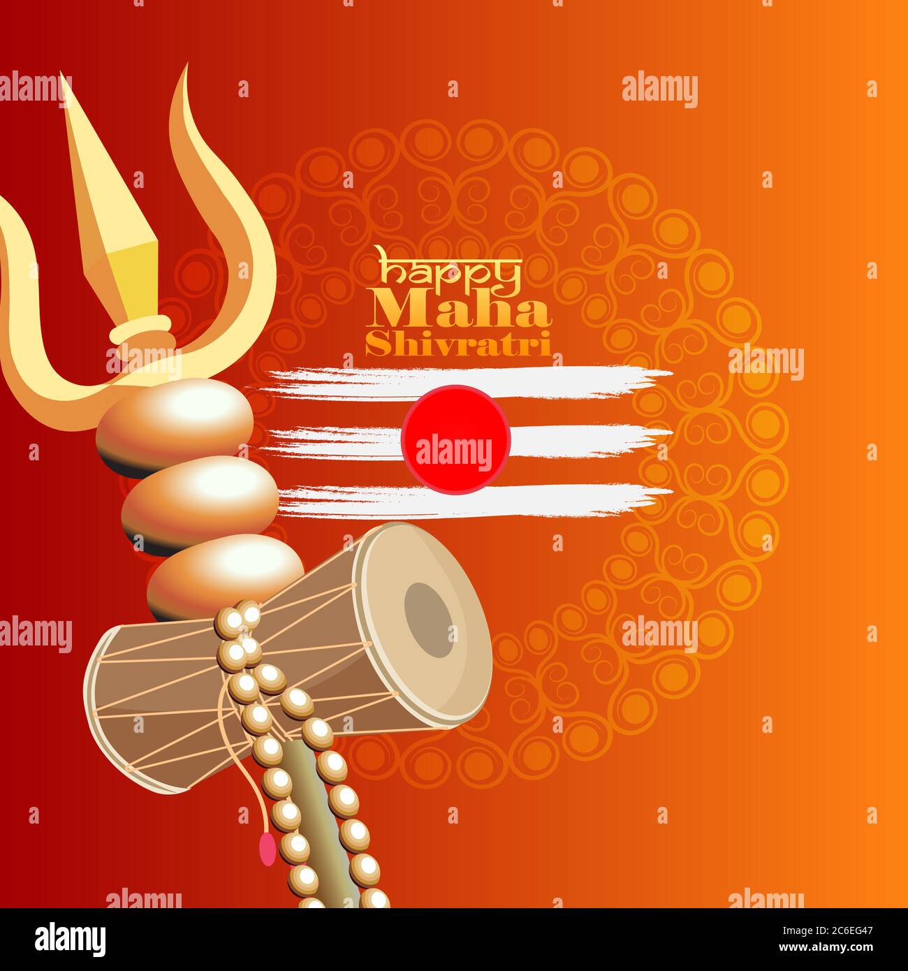 Vektor-Illustration der Grußkarte für maha Shivratri, Grußkarte für Hindu-Festival Maha Shivratri. Grunge Textur Mahadev Tilak Zeichen. Stock Vektor