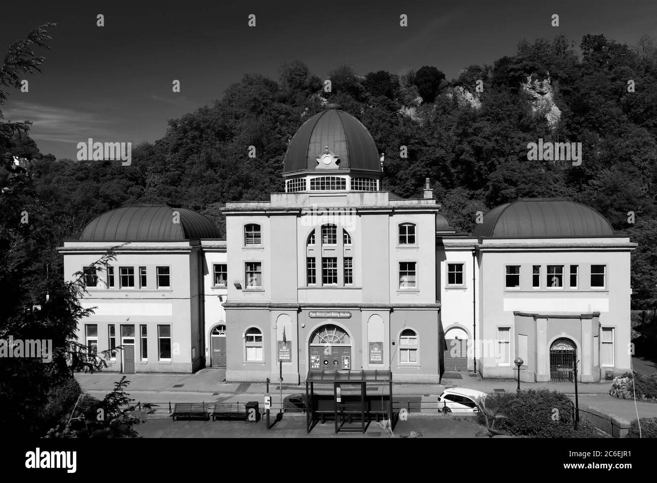 Das Blei-Bergbau-Museum, Matlock Bath Stadt, Fluss Derwent, Peak District National Park, Derbyshire Dales, England, Großbritannien Stockfoto