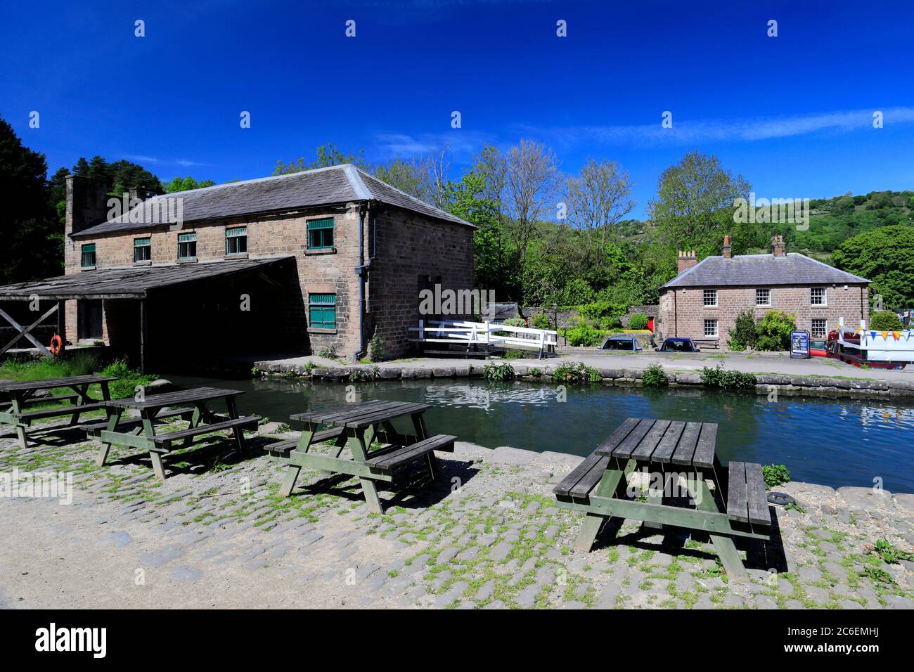 Besucherzentrum Cromford Canal, Dorf Cromford, Peak District National Park, Derbyshire Dales, England, Großbritannien Stockfoto