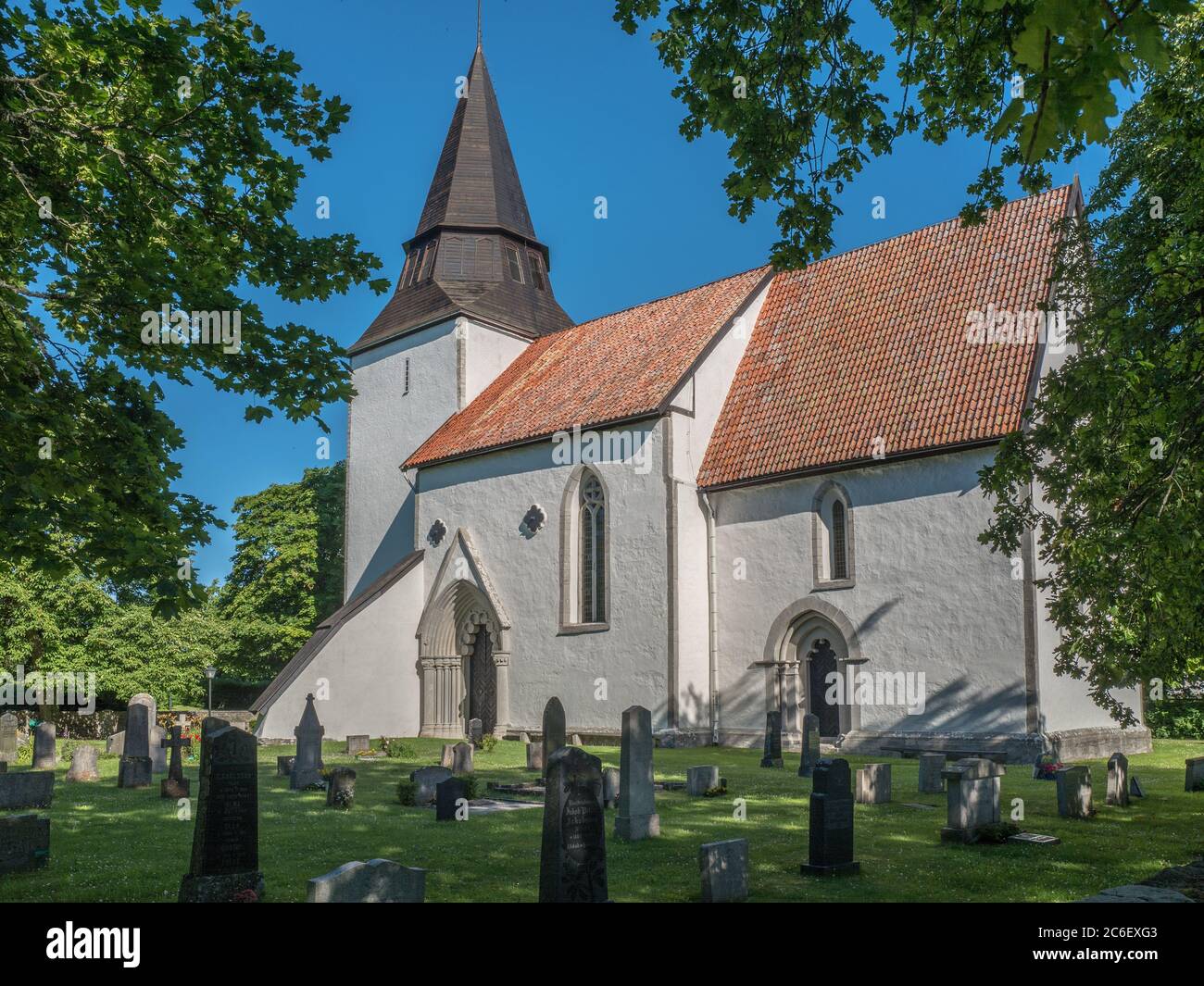 Boge Kirche ist eine mittelalterliche Kirche auf dem Land auf der schwedischen Ostseeinsel Gotland aus dem 13. Jahrhundert Stockfoto
