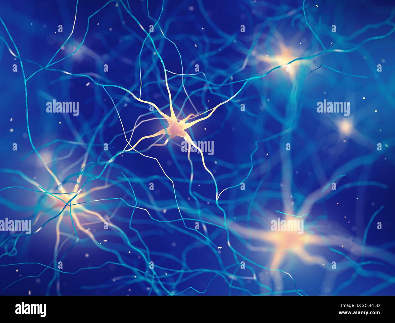 Nervenzellen des menschlichen Gehirns, die Neuronen sind ein Teil des zentralen Nervensystems Stockfoto