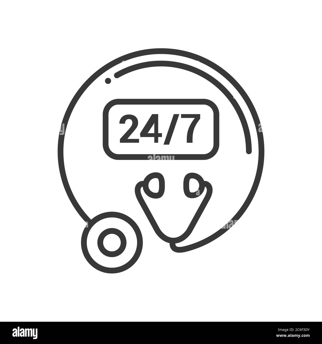 Klinik geöffnet 24 Stunden, 7 Tage - Liniendesign einzelne isolierte Symbol Stock Vektor