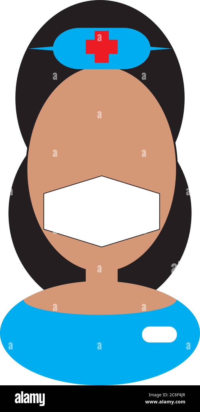 Illustration Büste einer Krankenschwester in Covid Gesichtsmaske PPE, Kopf und Schultern, Symbol, Gesundheitsarbeiter Stock Vektor