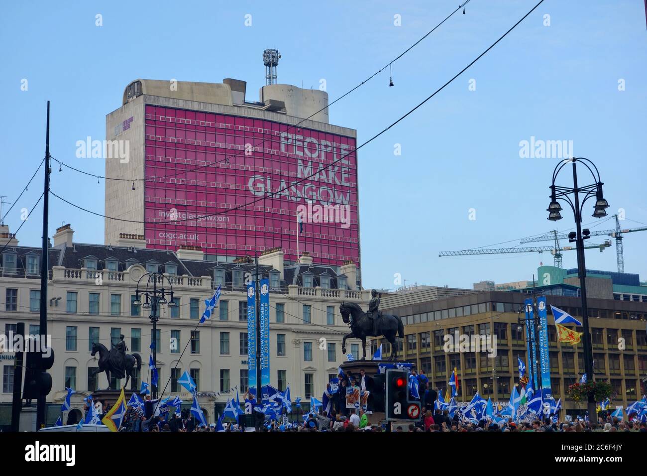 Kundgebung für die schottische Unabhängigkeit im George Square Glasgow, 17. September 2014. Stockfoto