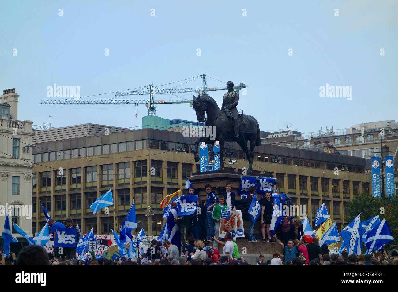 Schottische Unabhängigkeitskundgebung am George Square, Glasgow. September 2014 Stockfoto
