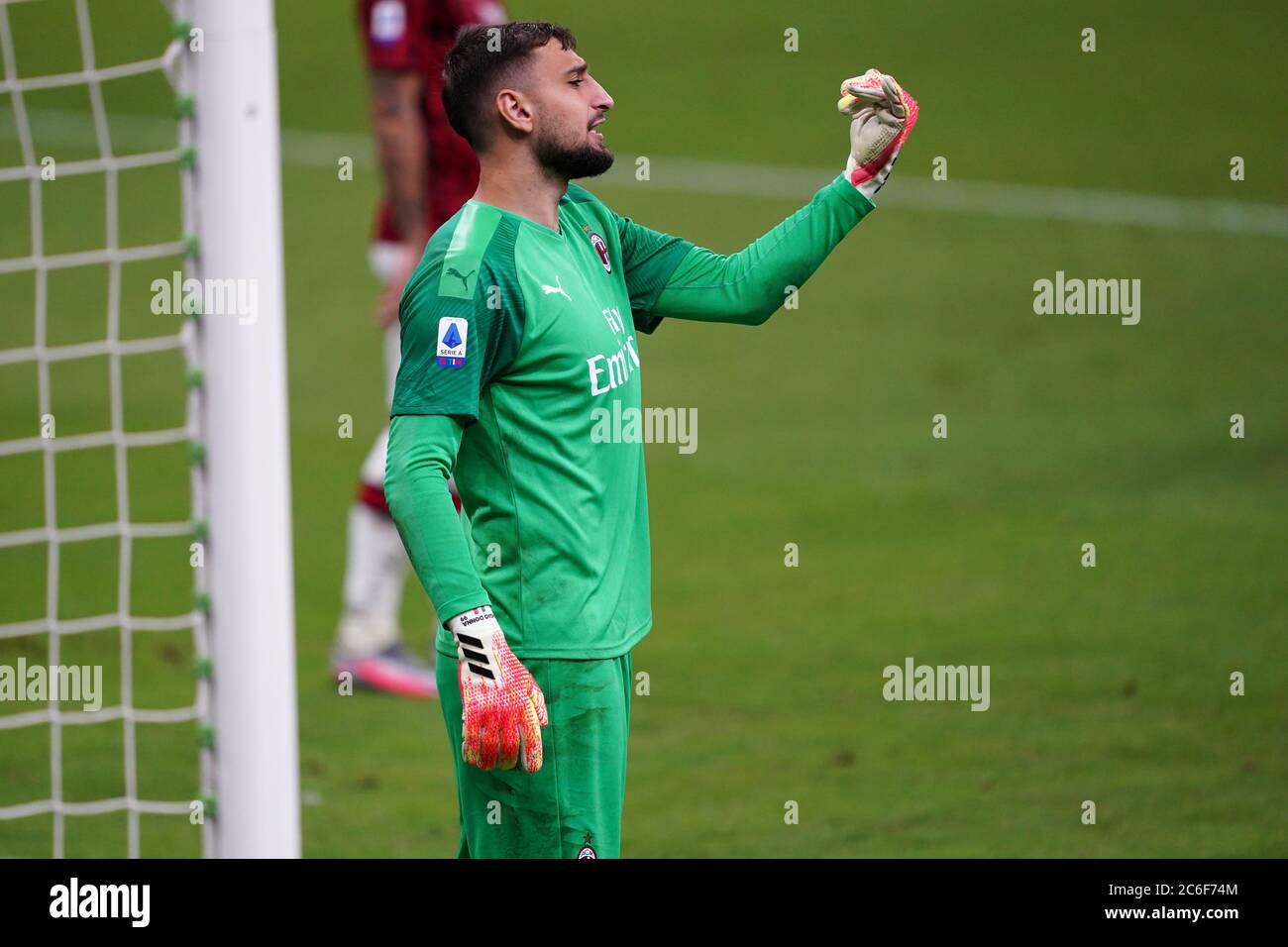 Mailand (Italien) - 07. Juli 2020. Italienische Serie A. Gianluigi Donnarumma von AC Mailand in Aktion während der Serie EIN Spiel zwischen AC Mailand und Juventus FC. Stockfoto