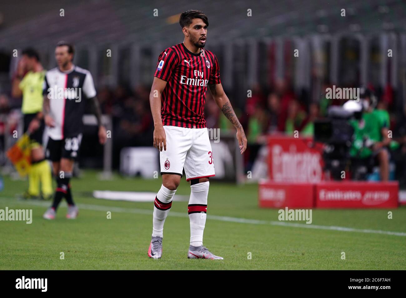 Mailand (Italien) - 07. Juli 2020. Italienische Serie A. Lucas Paqueta von AC Mailand in Aktion während der Serie EIN Spiel zwischen AC Mailand und Juventus FC. Stockfoto