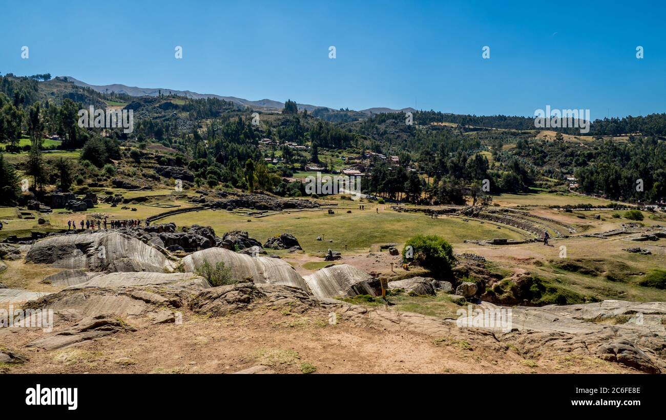 Sacsaychuamán inka-Komplex mit bekannten Steinmauern Stockfoto