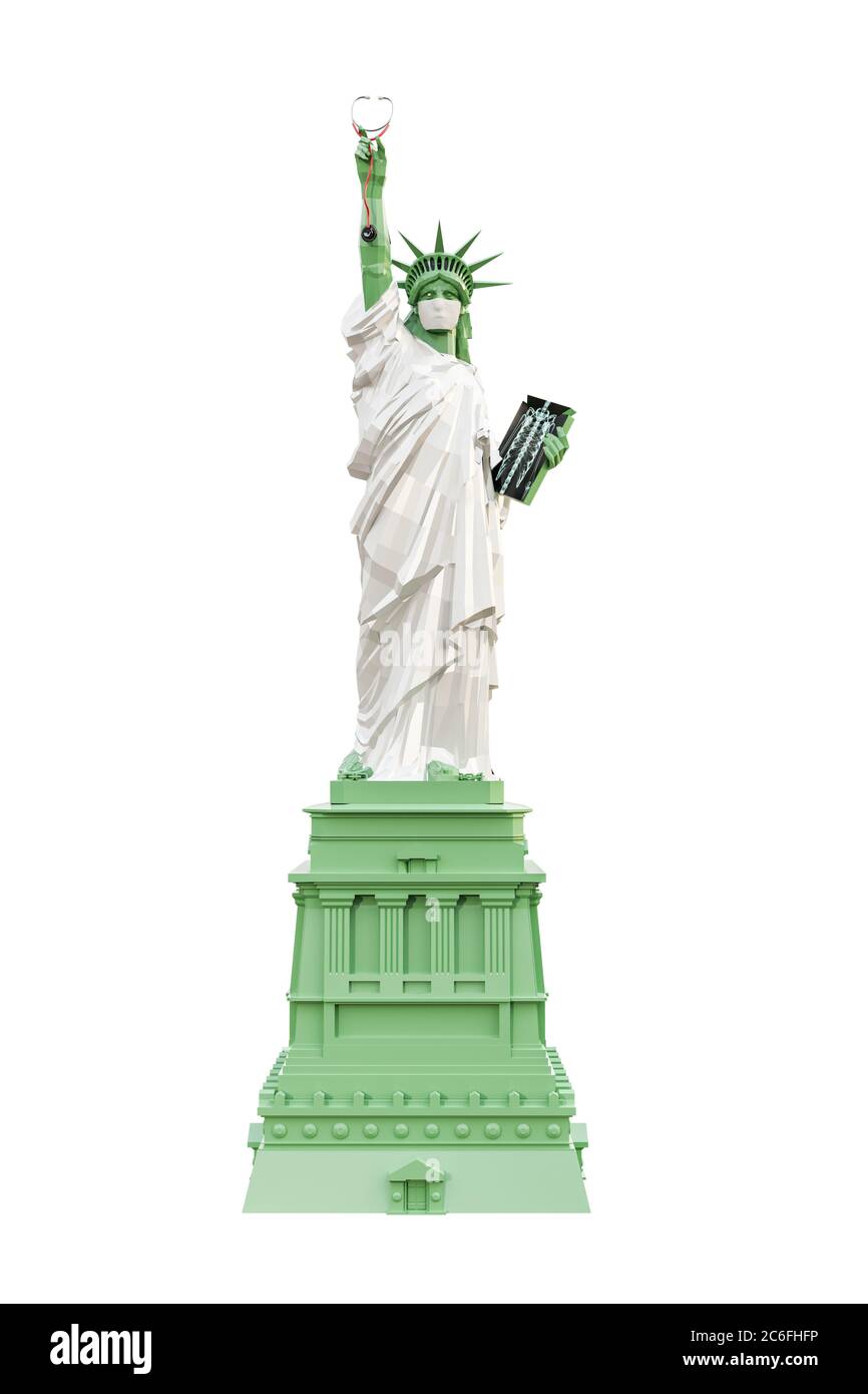 freiheitsstatue mit einer OP-Maske 3d-Illustration Stockfoto
