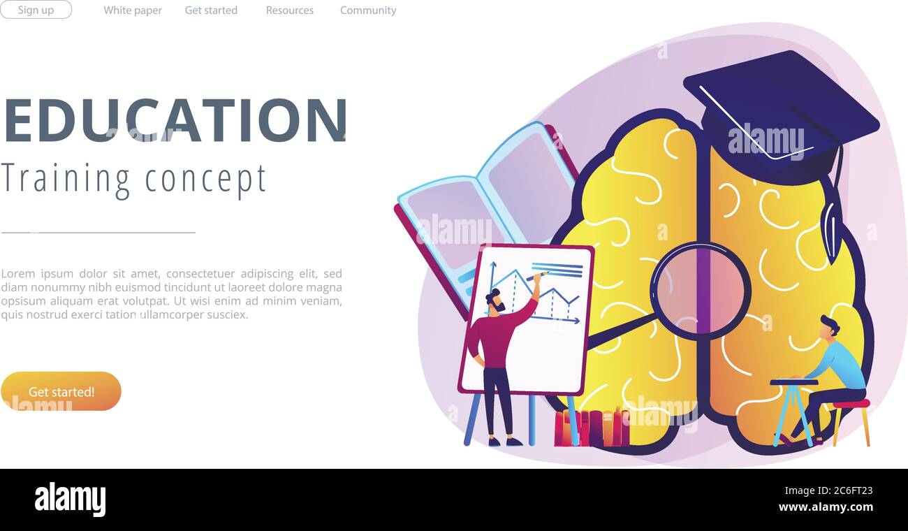 Zielseite für das Bildungs- und Ausbildungskonzept. Stock Vektor