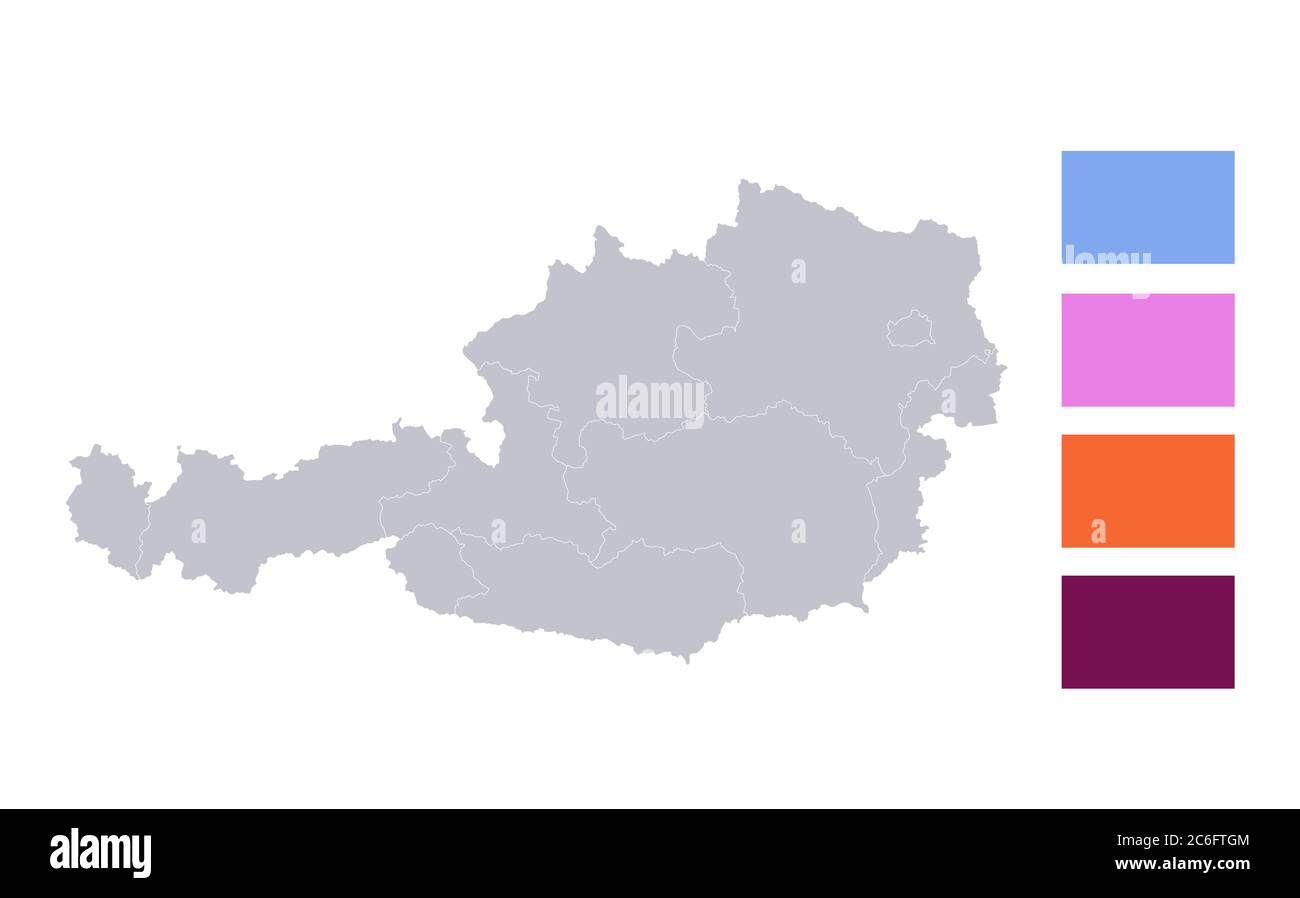 Infografiken der Österreich-Karte, einzelne Bundesländer leer Stockfoto