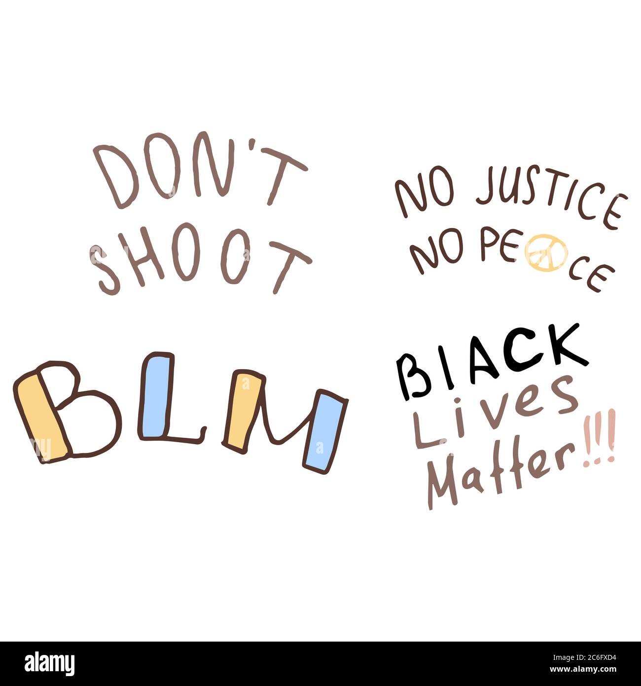 Schwarze Leben Materie Text auf weiß isoliert Hintergrund. BLM Anti Rassismus Slogans für Einladungskarte, Social Banner, News Blog, Flyer. Telefontasche oder -Tuch Stock Vektor
