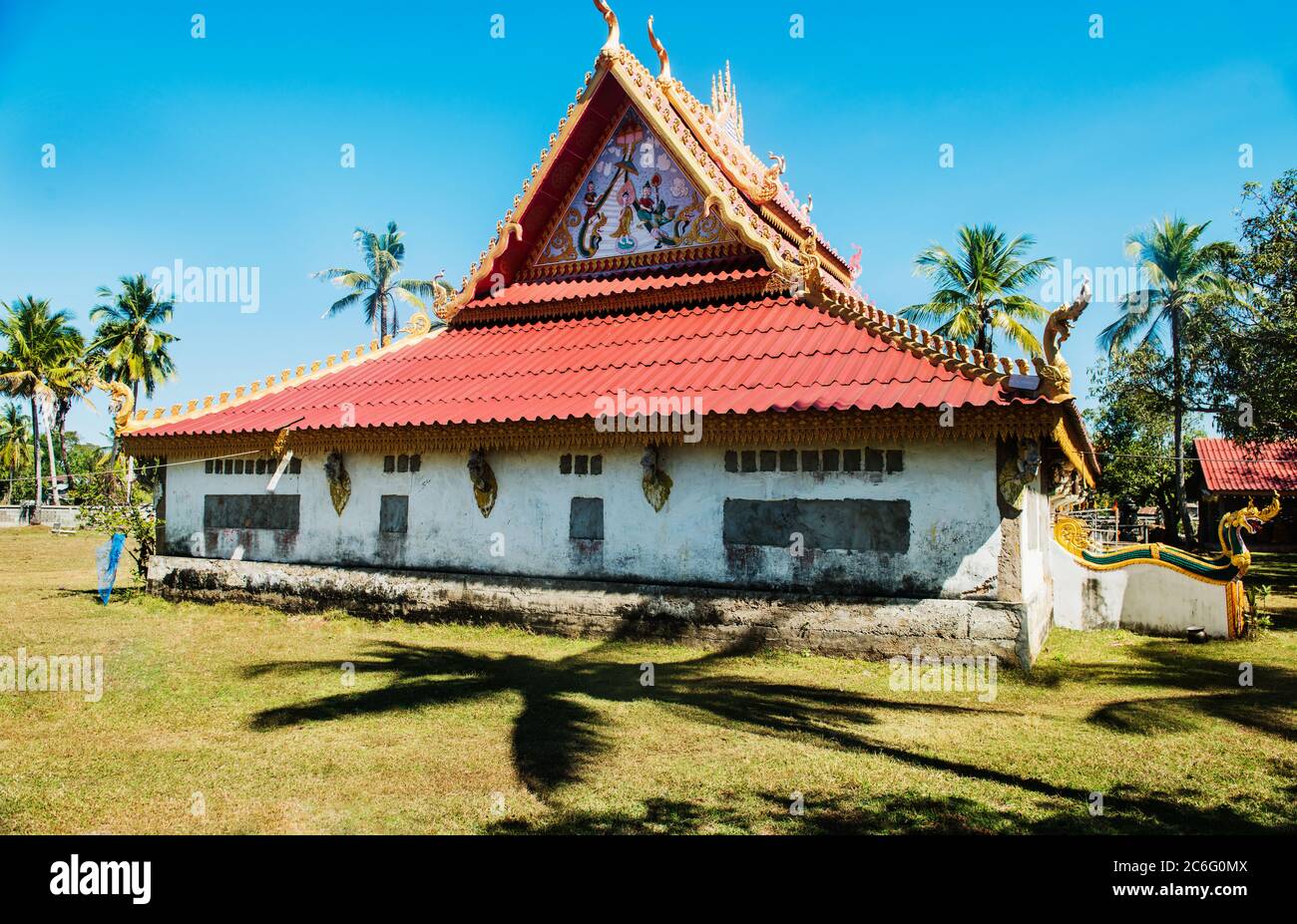 Wat Khon Tai buddhistischer Tempel auf Don Det, viertausend Inseln, Si Phan Don, Laos, Südostasien Stockfoto