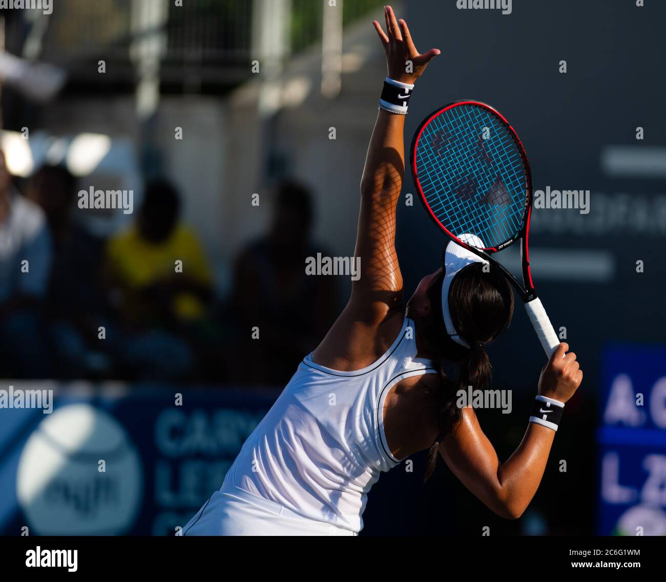 Lin Zhu aus China in Aktion während der zweiten Runde bei der NYJTL Bronx Open WTA International Tournament 2019 Stockfoto