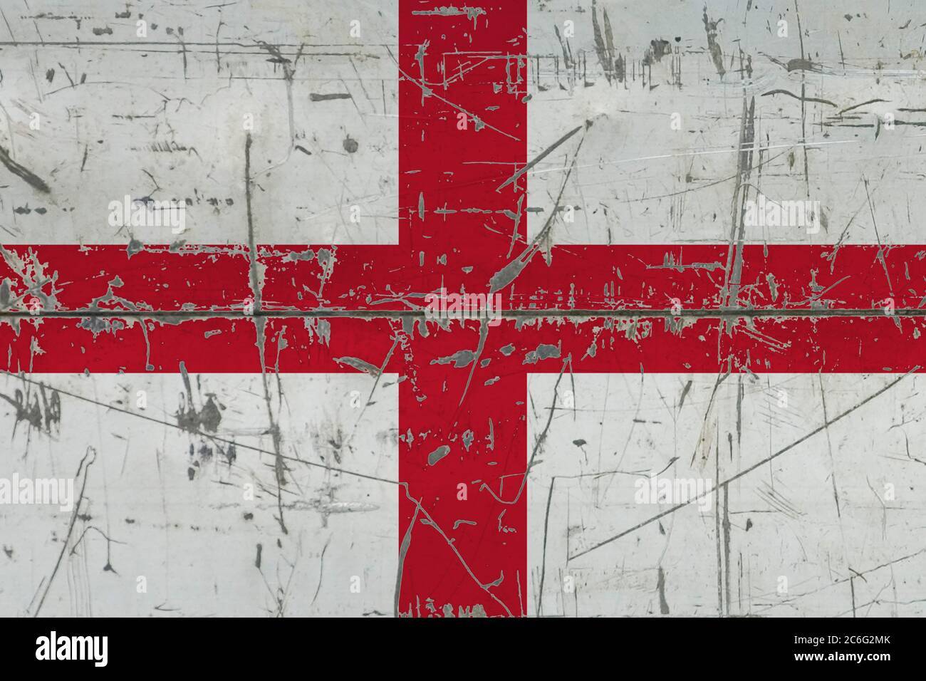 England Flagge auf rissige schmutzige Oberfläche gemalt. Nationales Muster auf Vintage-Style-Oberfläche. Verkratzt und verwittert Konzept. Stockfoto