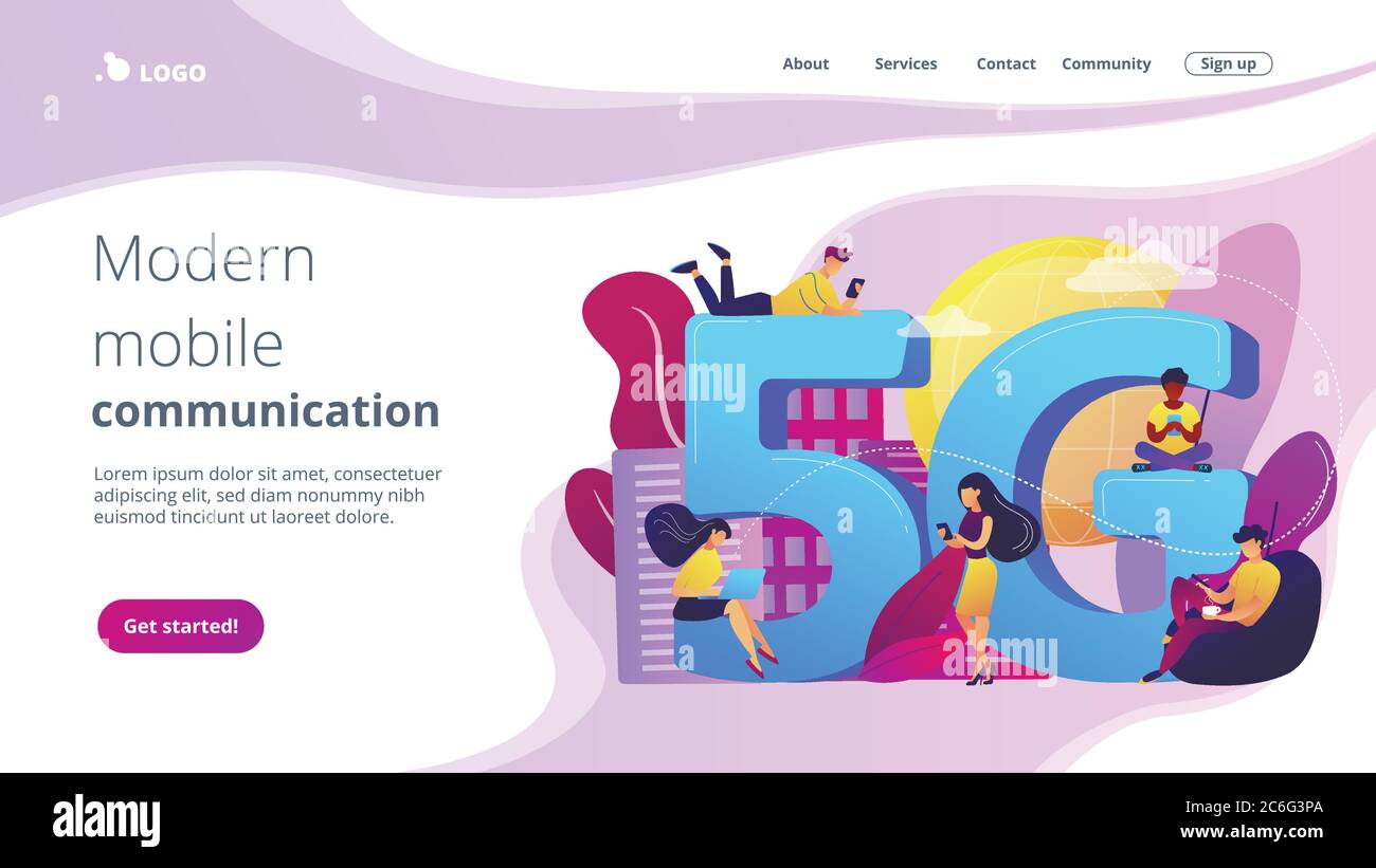 5g Network Concept Landing Page. Stock Vektor