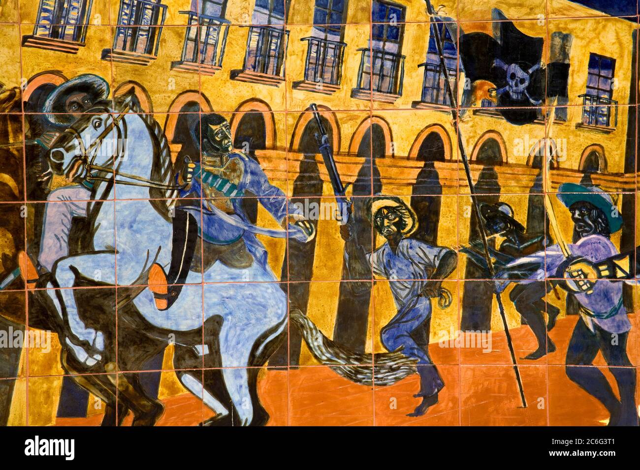 Tile Mural, El Pueblo de Los Angeles Historical Monument, Los Angeles, Kalifornien, USA Stockfoto