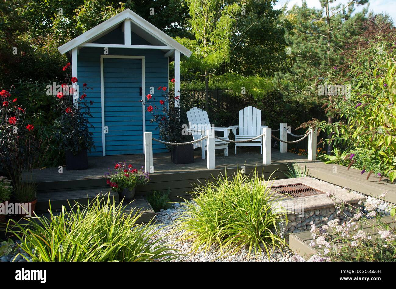 Der Lands End Garden in Barnsdale Gardens Stockfoto