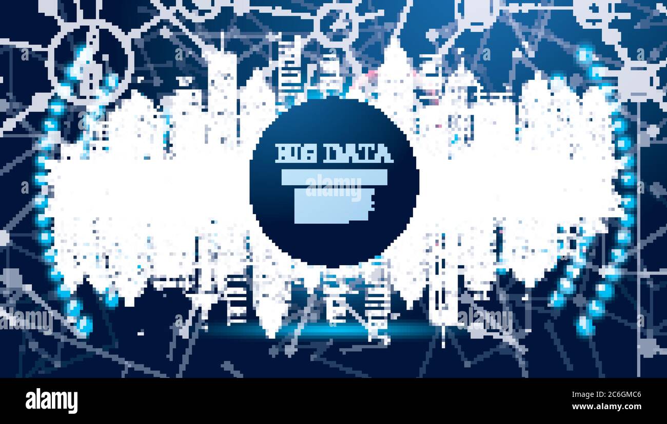 Big Data Zukunftsorientierung Wissenschaft Hintergrund mit Copy Space. Smart City. Vektorgrafik. Kreise in verschiedenen Farben. Stock Vektor