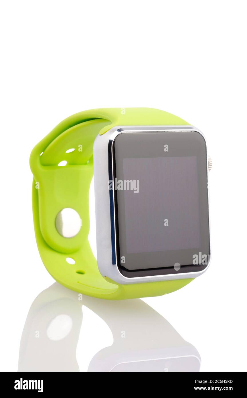 Smartwatch Mit Grünem Gummiuhrband Stockfoto