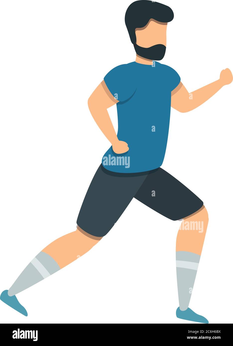 Laufsymbol für Fußballspieler. Cartoon des Fußballspielers läuft Vektor-Symbol für Web-Design isoliert auf weißem Hintergrund Stock Vektor