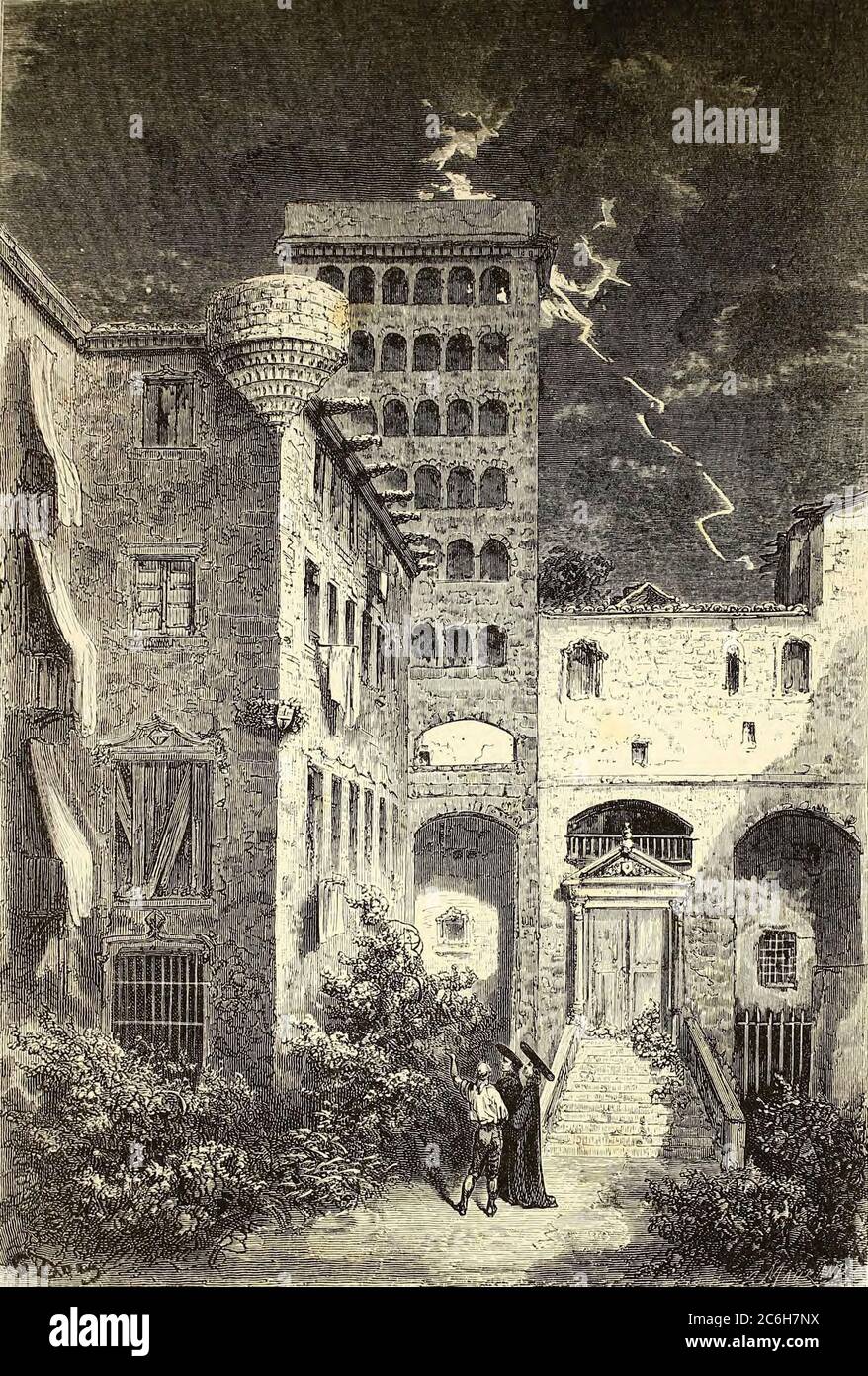Prison de L'Inquisition A Barcelone [Inquisition Prison in Barcelona] Seitenillustration aus dem Buch 'SPain' [L'Espagne] von Davillier, Jean Charles, barón, 1823-1883; Doré, Gustave, 1832-1883; Veröffentlicht in Paris, Frankreich von Libreria Hachette, 1874 Stockfoto