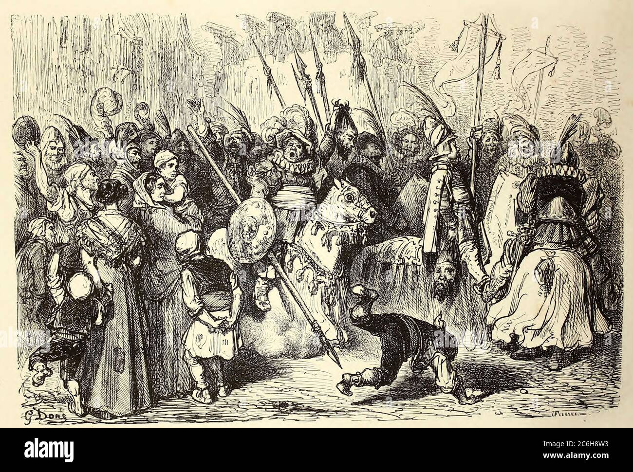La Fête d'Alcoy [das Alcoy Festival] Seitenillustration aus dem Buch 'L'Espagne' [Spanien] von Davillier, Jean Charles, barón, 1823-1883; Doré, Gustave, 1832-1883; Veröffentlicht in Paris, Frankreich von Libreria Hachette, 1874 Stockfoto